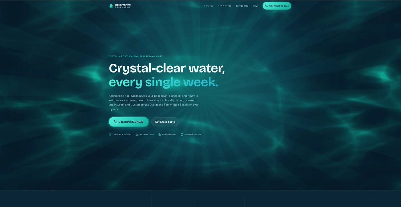 Aquamarine Pool Clean — concept site (sample)