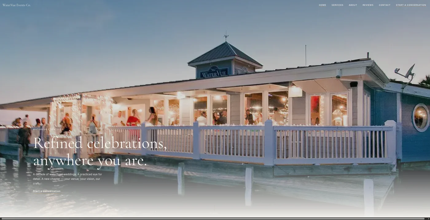 WaterVue Events Co. — concept site (sample)